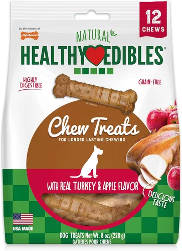 Vista 12 de Nylabone Healthy Edibles - Paquete variado de premios naturales de larga duración para perros pequeños, 34 unidades, sabores de carne asada y pollo