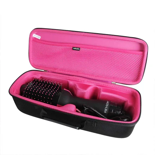 Adada Estuche rígido para secador de pelo Revlon One-Step y cepillo de aire caliente voluminizador (negro+rosado)