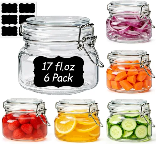 Vista 11 de ComSaf Tarros herméticos de vidrio con tapas de 0.6 galones, juego de 3, recipiente de almacenamiento de alimentos cuadrado con sello