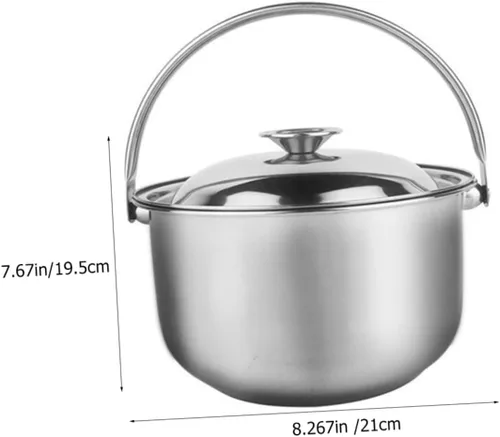 Vista 8 de KICHOUSE Olla de cocina de acero inoxidable Olla de acero inoxidable Olla pequeña olla de cocina Olla de acero inoxidable con tapa Olla grande