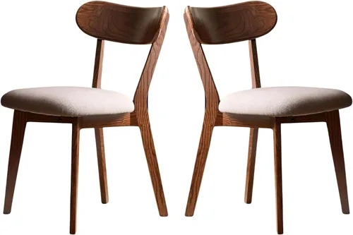 Vista 23 de Sillas de comedor 100% de madera de roble macizo, sillas de comedor modernas de mediados de siglo con respaldo redondeado, sillas de cocina, juego