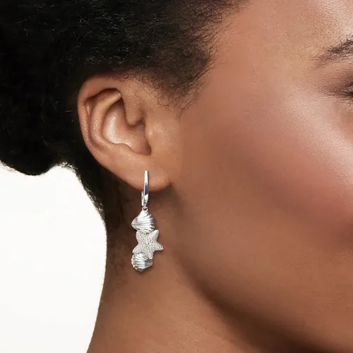 Vista 2 de Ross-Simons Pendientes de plata de ley con concha y estrella de mar Plata de ley no conocido
