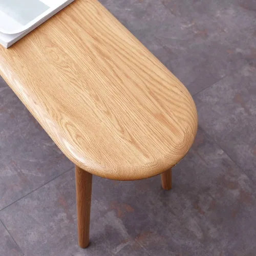 Vista 7 de Banco de comedor de madera de roble macizo, banco de acento con grano de madera para comedor, entrada, dormitorio