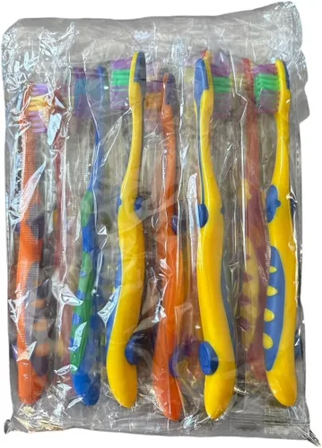 Vista 3 de Ora-Zen Kids - Cepillo de dientes de cerdas suaves, 1 unidad (paquete de 12), azul, verde, rojo, amarillo