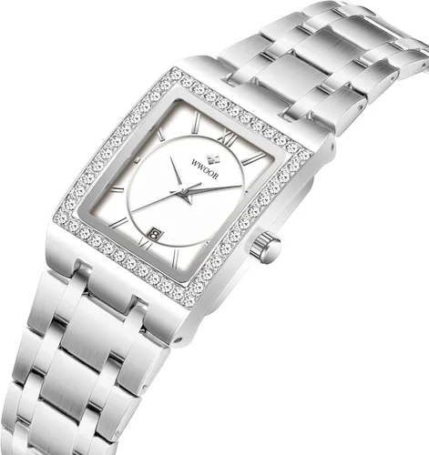 Vista 3 de Reloj de pulsera de cuarzo para mujer, luminoso, resistente al agua, con calendario, reloj de cuarzo de acero inoxidable