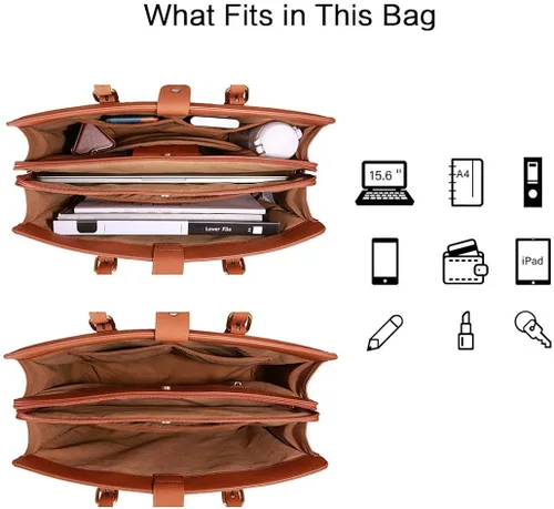 Vista 3 de ECOSUSI Bolsa para laptop de hasta 156 pulgadas para mujer bolsos de oficina de gran capacidad con compartimentos de 3 capas