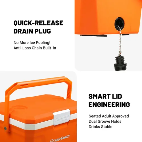 Vista 4 de Enfriador portátil ultraligero EchoSmile 20L/21qt, caja de pecho de hielo aislada al aire libre