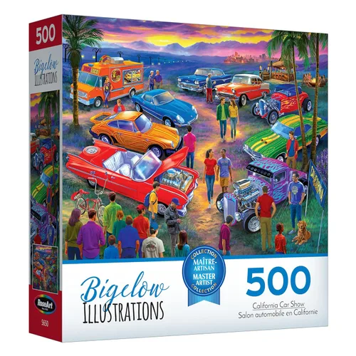 Vista 7 de RoseArt - Bigelow Illustrations - Rompecabezas de 500 piezas de Boater's Lake, rompecabezas de lago de verano para adultos