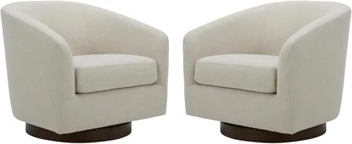 Vista 26 de CHITA Silla Giratoria de Acento, Silla Barrel Tapizada en Terciopelo con Certificación FSC para Sala de Estar, Completamente Ensamblada, Naranja