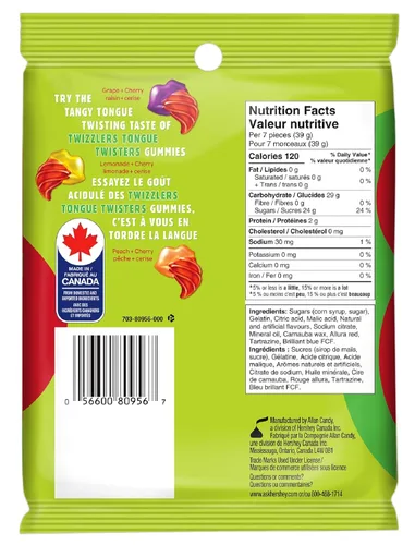 Vista 2 de Twizzlers Gomitas - Tangy Tongue Twisters Candy, 182g/6.4 oz. (10 unidades) {Importado de Canadá}