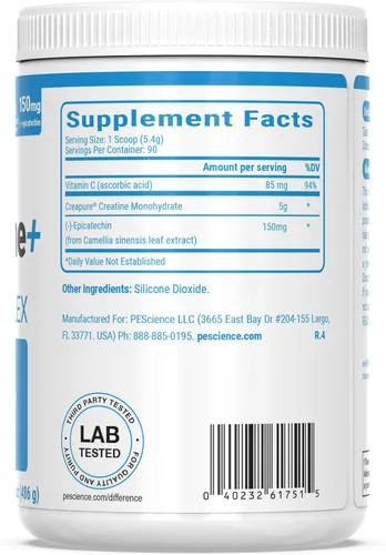 Vista 6 de PEScience TruCreatine+ Polvo de Monohidrato de Creatina Plus Epicatequina, Creatina Micronizada Creapure para Mujeres y Hombres, Apoya