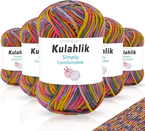 Vista 100 de Hilo acrílico de 1.76 oz (1 x 1.76 oz) para tejer y tejer, hilo de hilo degradado colorido, 1 rollo de madejas, hilo acrílico multicolor, perfecto