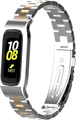 Vista 12 de Correa de reloj de metal compatible con Samsung Galaxy Fit2 SM-R220 de acero inoxidable con marco protector de caja de repuesto para Fit 2 SM-R220