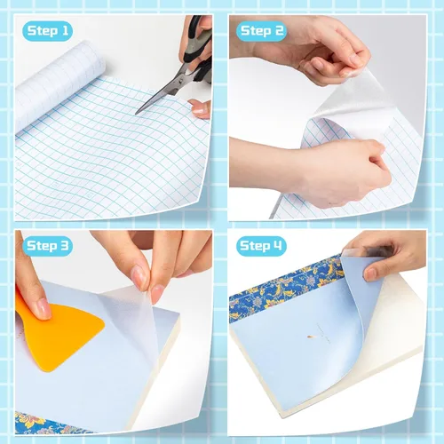 Vista 4 de Tenceur 6 rollos de cubierta autoadhesiva mate para libros, revestimiento protector transparente para libros, hojas adhesivas transparentes