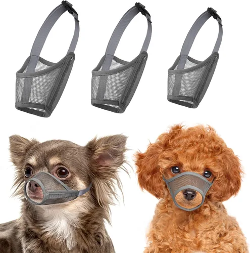 Vista 10 de LUCKYPAW Bozal para perros pequeños, medianos y grandes, bozal de malla antimordeduras, juego de cubierta bucal transpirable con correa ajustable