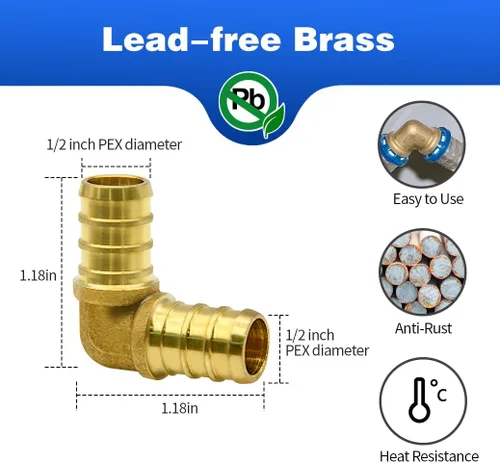 Vista 2 de 15 piezas de accesorios PEX de 1/2 pulgada, juego de acoplamientos rectos de codo TEE, combinación de accesorios de PEX de latón con Tees, codos