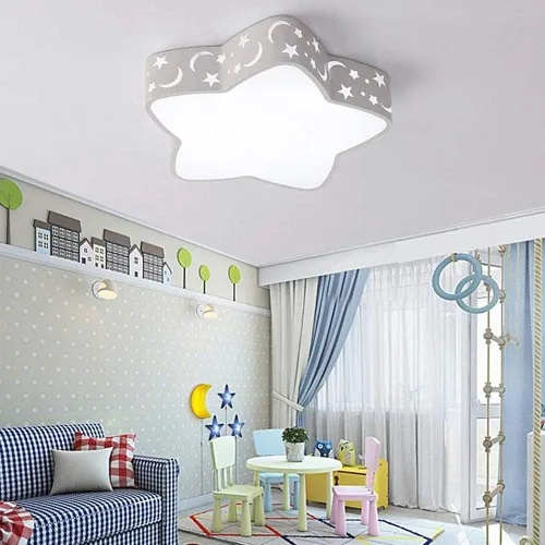 Vista 4 de LAKIQ Lámpara de techo LED de montaje empotrado para habitación de niños, con forma de estrella creativa, moderna cerca del techo, iluminación