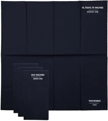 Vista 50 de Servilletas negras para bebidas, servilletas de papel desechables de 3 capas para bar, cóctel, bodas, cumpleaños, fabricadas en la UE, (20 unidades)