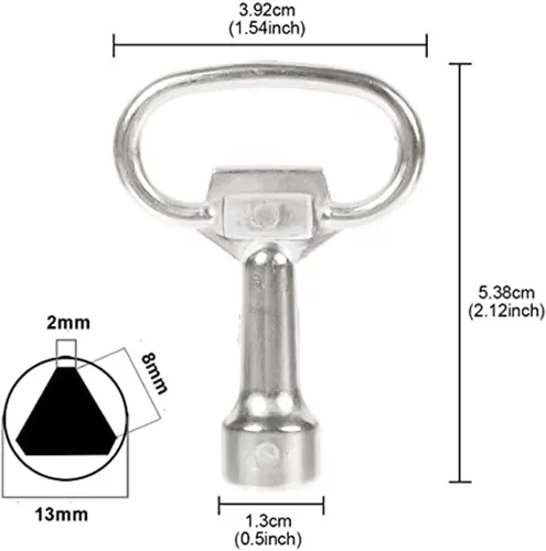 Vista 2 de AnRui Llave de enchufe triangular de 0.315 in, llave de metal, multifuncional, herramienta de plomeros, panel de tren, bloqueo de cajón, armario