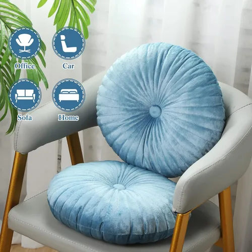 Vista 3 de Namalu 2 piezas de almohadas redondas de 13.8 pulgadas, almohadas redondas decorativas de terciopelo para piso, almohadas redondas de calabaza