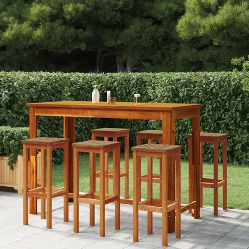 Vista 10 de Sillas de bar, 2 piezas, madera de acacia maciza, para exteriores, patio, comedor, césped, sillas de comedor al aire libre, Sillas para Comedor
