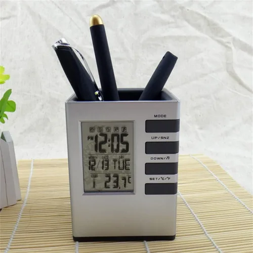 Vista 2 de MHYFC - Reloj despertador digital multifuncional con LED, reloj de escritorio electrónico con calendario y termómetro