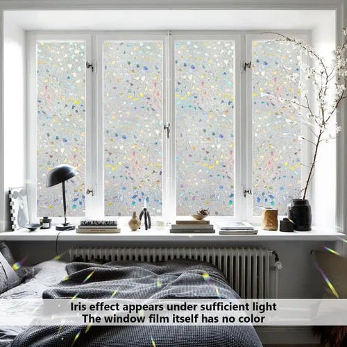 Vista 3 de NINETREX Película de privacidad para ventana, película esmerilada de vitrales, calcomanías decorativas de vinilo 3D, adhesivo estático no adhesivo