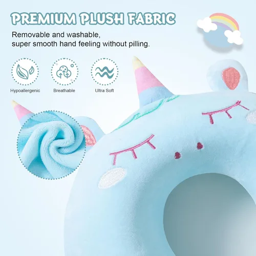 Vista 3 de Cirorld - Almohada de viaje para niños y adultos, linda almohada de cuello para viajar, espuma viscoelástica para avión, máscara para dormir