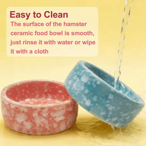 Vista 4 de kathson 4 Pcs Hamster Food Bowl Guinea Pig Ceramic Water Bowl Small Animal Feeding Dish for Dwarf Hamster Gerbil Syrian Ferret Hedgehog Chinchilla