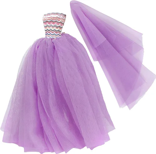 Vista 6 de BJDBUS para ropa de muñeca de niña de 11.5 pulgadas, vestido de novia verde con cola y velo, vestido de gala para cena