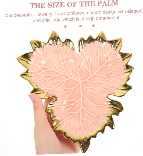 Vista 8 de 3pcs Fruit Tray Key Tray Norse Decor Vanity Trays Centerpiece Bowl Leaf Shaped Ring Dish Bracelets Plate Delicate Ring Dish Leaf Modeling Plate