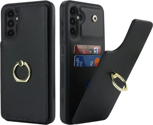 Vista 39 de Lipvina Funda para Samsung Galaxy A03s con tarjetero, Galaxy A03s para mujer, tarjetero de crédito, soporte con anillo, bonita funda para teléfono