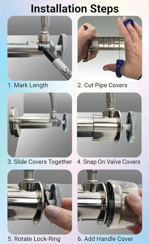 Vista 4 de Placa Escutcheon para Decoración de Baño Placas de Cubierta de Fontanería para Lavabo de Pedestal y Válvula de Llenado de Inodoro Válvula