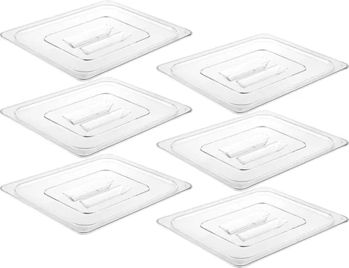 Vista 26 de CURTA Paquete de 6 sartenes NSF para alimentos, tamaño completo de 4 pulgadas de profundidad, policarbonato comercial de plástico transparente apto