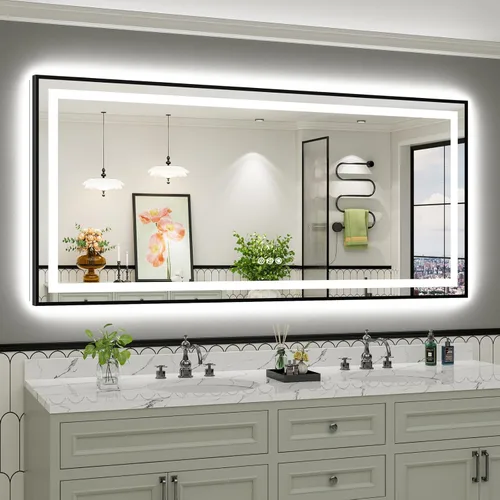 Vista 42 de Briivue Espejo de baño LED de 20 x 28 pulgadas con luces, retroiluminado y frontal iluminado, espejo de tocador de baño con luz antiniebla