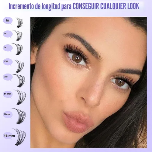 Vista 5 de Extensiones de pestañas Pawotence, racimos de pestañas 40D, 280 unidades, extensiones de pestañas en racimo de 9-16mm, mezcla de racimos