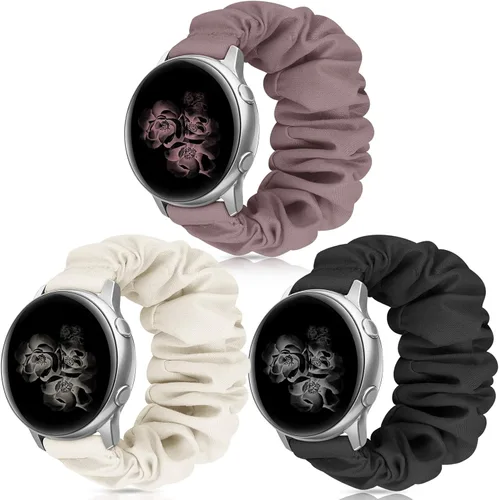 Vista 8 de Correas elásticas de repuesto para Samsung Galaxy Watch 4 5 Pro 6 7 Classic Galaxy Active 1 2 1.57 pulgadas y 1.732 pulgadas para mujer, Bla-S