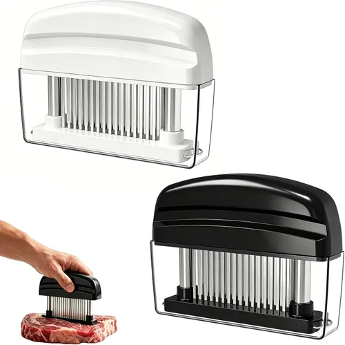 Herramienta ablandadora de carne con 48 cuchillas de aguja de acero inoxidable, ablandador de carne con resorte, accesorio de cocina profesional