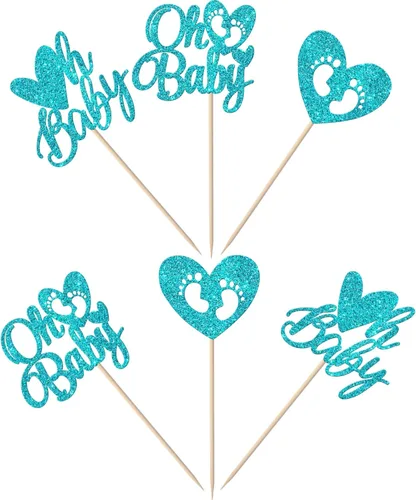 Vista 3 de Paquete de 24 adornos para cupcakes para el día de San Valentín con purpurina de corazón dulce para pies de bebé, decoración de cupcakes para el día