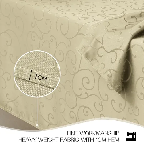 Vista 4 de Romanstile Mantel Rectangular de Jacquard, Mantel de Mesa Impermeable Elegante con Patrón Floral Rizado de Damasco, Cubierta de Mesa Decorativa
