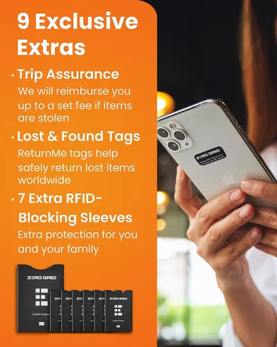 Vista 5 de Cartera de viaje para cuello con bloqueo RFID, bolsa de viaje para pasaporte para mujeres y hombres, mantiene los objetos de valor seguros