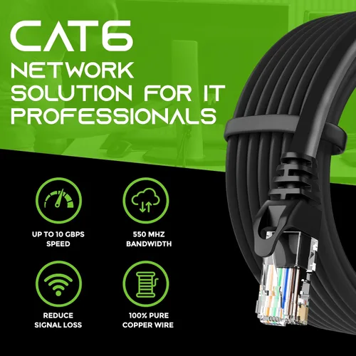 Vista 8 de GEARit Cable de conexión Ethernet Cat6 de 0.5 pies, color negro