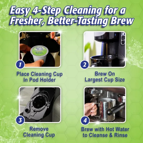 Vista 5 de Quick & Clean [6-Pack] Cápsulas de limpieza Keurig - Cápsula limpiadora K Cup para Keurig - Compatible con máquina de café 2.0, elimina manchas,