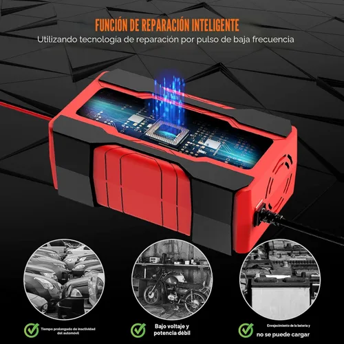 Vista 3 de YONHAN Cargador de batería de 10 amperios 12V y 24V Cargador de batería inteligente completamente automático para automóvil, mantenedor de batería