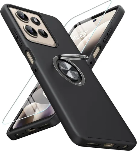 Vista 24 de JAME Funda para Moto G Stylus 2025, doble capa de protección de grado militar a prueba de golpes con soporte de anillo portátil atril, funda
