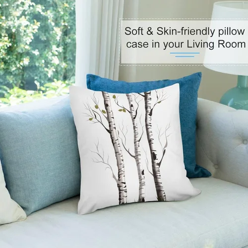 Vista 8 de Decorative Throw Pillow Covers 18x18 Birch Tree Body Pillow Pillowcase Square Couch Cushion Case for Sofa Bed Couch Living Room Plush Pillows