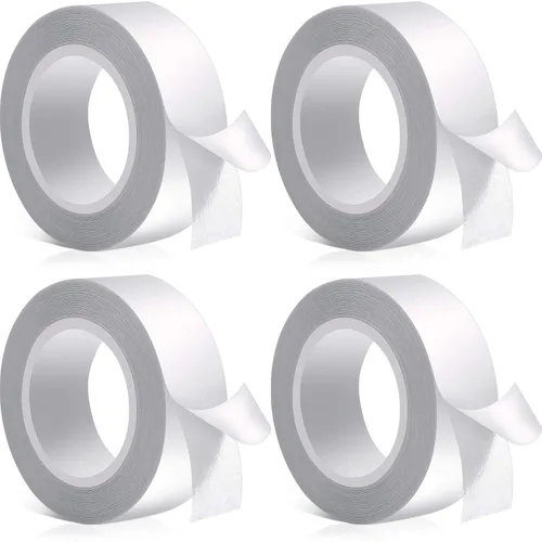 Outus 16 Feet Double Sided Fashion Body Tape, Beauty Tape, Clear Fabric Double Sided Tape for Clothing Dress Wedding Prom Lingerie (4 Rolls)