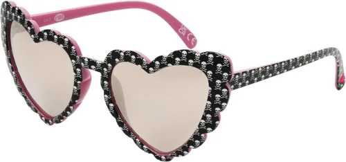 Betsey Johnson Gafas de sol para mujer Queen of Hearts, negras con patrón de calavera, 55 mm