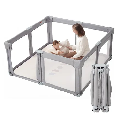 Vista 10 de Corralito para bebés de 47x47 pulgadas, corralito ajustable para bebés y niños pequeños, corralitos pequeños para bebés, área de juego
