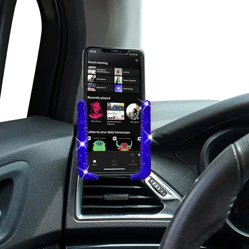 Vista 4 de Soporte de teléfono de coche con cristales brillantes con soportes para lentes para visera solar de automóvil, soporte universal para teléfono